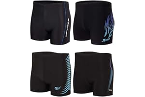 KANAV 4 Pack Men's Athletic Swim Jammers Quick Dry Square Leg Swim Briefs Competitive Swimsuit