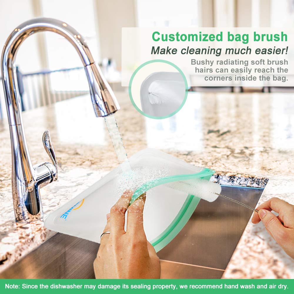 B.SHINE Reusable Storage Bags - 9 Pack Ziplock Sandwich Bag, Snack Bag, Lunch Bag, Leakproof Airtight Seal, Freezer Safe, Eco-friendly (9 Pack - 6 Sandwich Bags + 3 Snack Bags - Multicolor)