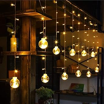 craftvatika ball curtain lights 12 balls 138 led string led light 2 5 meter for diwali home indoor outdoor decoration diwali lighting diwali