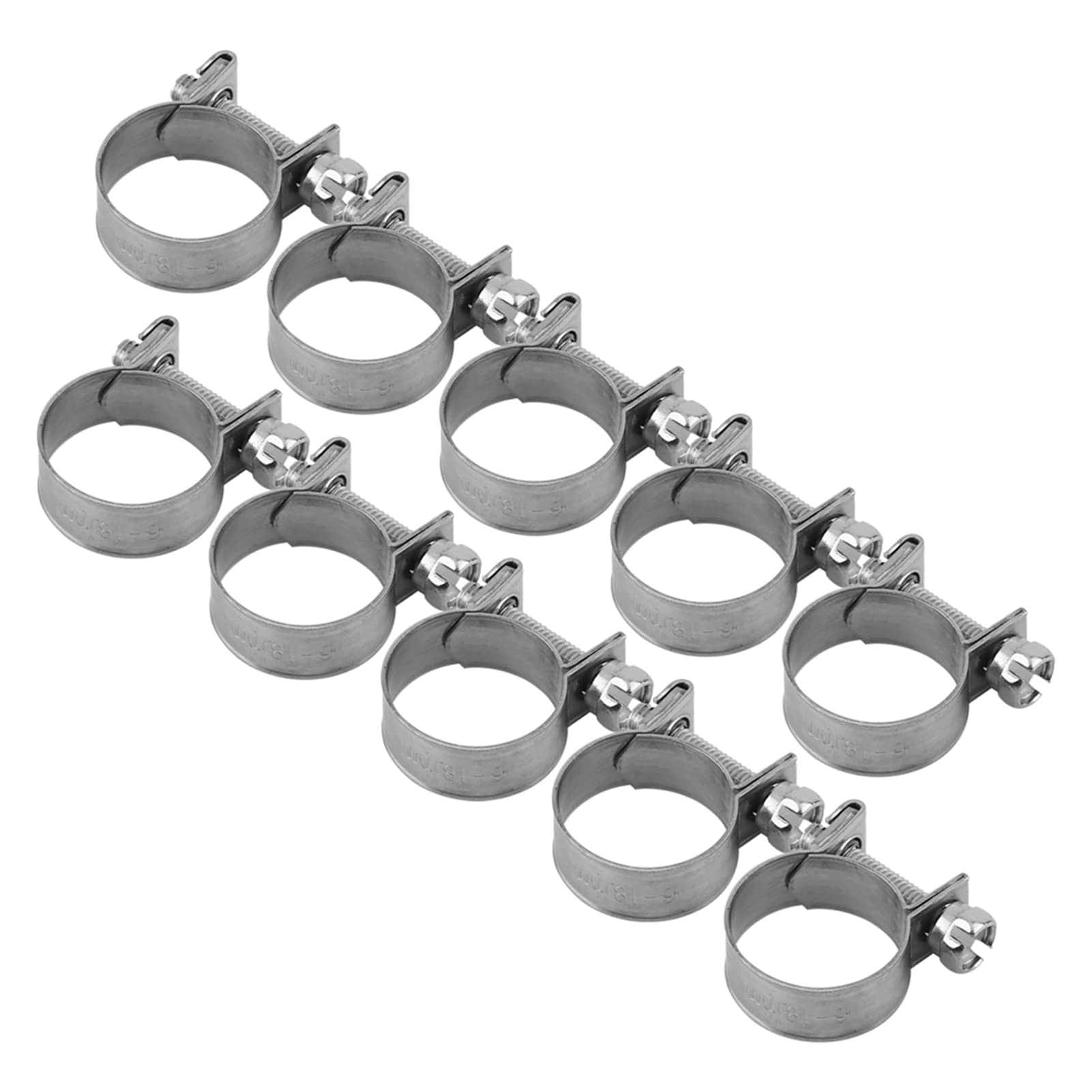 Oumefar 10Pcs Hose Clips Clamps Set Stainless Steel T-Bolt Mini Pipe Hose Clamp Clip Rustproof Soft Hose Clamps Assortment Set 6-20mm Optional Size(16-18Mm)