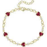 Valentine's Day Gift for Her | Sterling Silver Birthstone Bracelet for Women | Ideal Birthday Anniversary Jewelry | 14k G Plated Infinity Heart Link Adjustable Bracelet, Gifts for Wife Mom Girlfriend