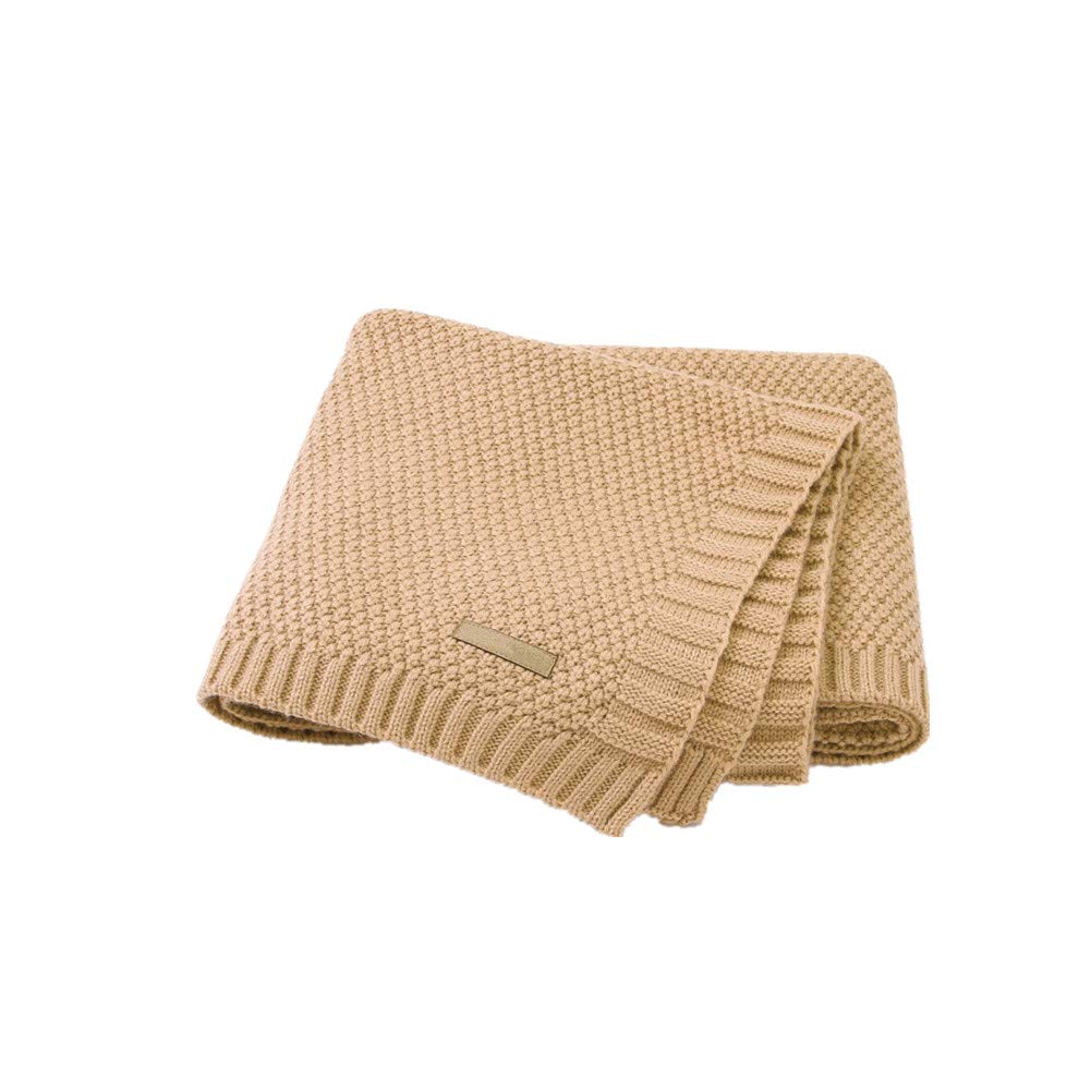 Strickdecke Babydecke Kuscheldecke, Odot Kinderwagen im Freien Kinderdecke Krabbeldecke Perfekt für Mädchen und Jungen Babys (80x100cm,Braun)