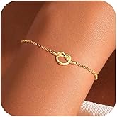 AIBELOPY Love Knot Heart Bracelet for Women 925 Sterling Silver Mother Daughter Friendship Bracelets 14K Gold Plated Valentines Bracelets Jewelry Birthday Valentines Day Mothers Day Gifts