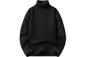 Men's Fleece Lined Turtleneck Sweaters Sherpa Warm Slim Fitted Causal Pullover Winter Fuzzy Soft Jumper Tops