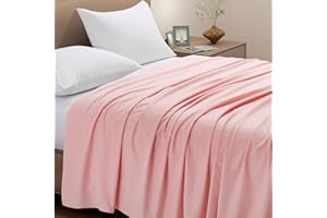 VACVELT 2 Pack Blush Pink Flat Sheets Twin Flat Sheet Only, Brushed Microfiber Top Sheets 1800 Thread Count Bedding Flat Sheets for Twin Mattress, Hotel Luxury Flat Bed Sheets Soft Flat Sheet Set