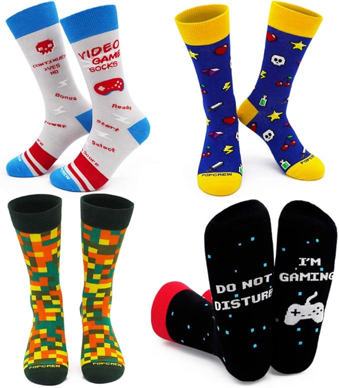 PopCrew Power Socks Retro Video Game Socks Funny Novelty Gaming