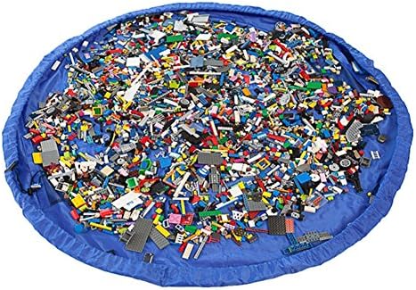 Nizzco Toys Storage Bag and Children's Play Mat,Multi Purpose Kid's Activity Mat and Toys Organizer,Sturdy Canvas Material,Large 59 inches Diameter-Blue