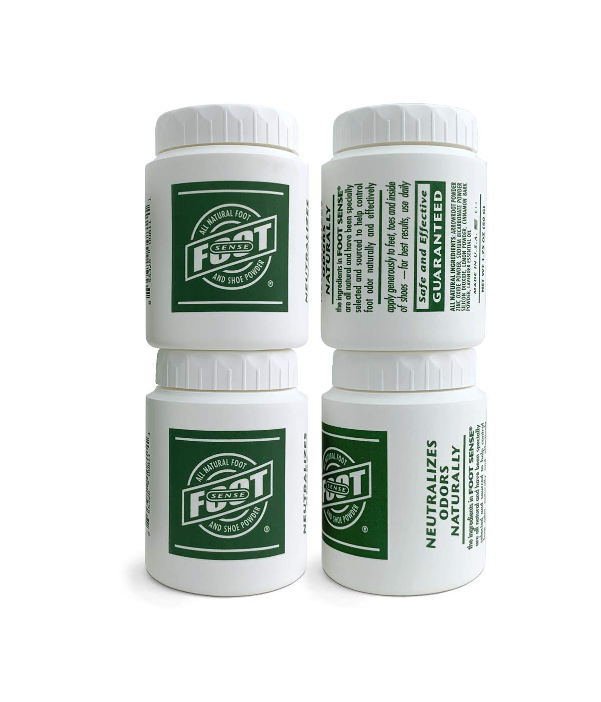 Natural Shoe Deodorizer Powder, Foot Odor Eliminator & Body Powder- for Smelly Shoes, Stinky Feet, Body Freshener. Use on Kids & Adults. Talc Free, Made in USA - FOOT SENSE (4 Pack - 50G) : Beauty