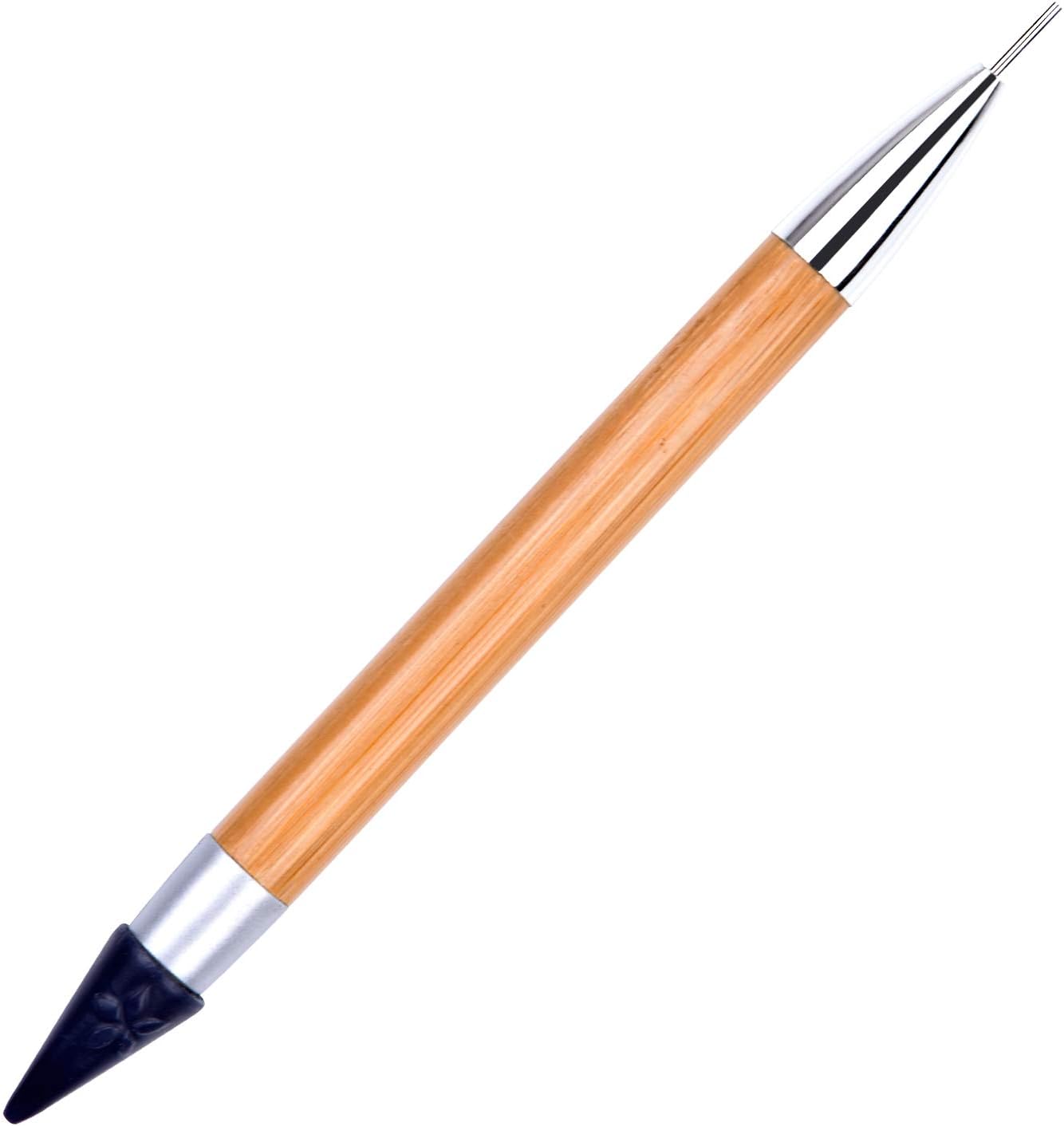 LEQ Wax Nail Rhinestones Picker Pencil Dotting Pen Bamboo Handle Dual-ended Manicure Nail Art DIY Decoration Tool