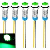 Gebildet 5pcs 8mm 110V-220V AC LED Waterproof Signal Lamp Metal Indicator Light (Green)
