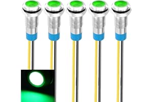 Gebildet 5pcs 8mm 110V-220V AC LED Waterproof Signal Lamp Metal Indicator Light (Green)