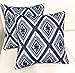 Slow Cow Embroidery Cushion Cover Decorative Throw Pillow Cover Geometric Invisible Zipper Pillow Cover for Living Room 18 x18 Inch Navy Blue