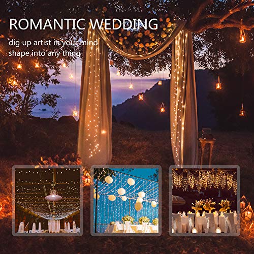 Fairy Lights, 66ft 200 LED Outdoor String Lights, Waterproof Battery Operated Copper 8 Lighting Mode - //coolthings.us