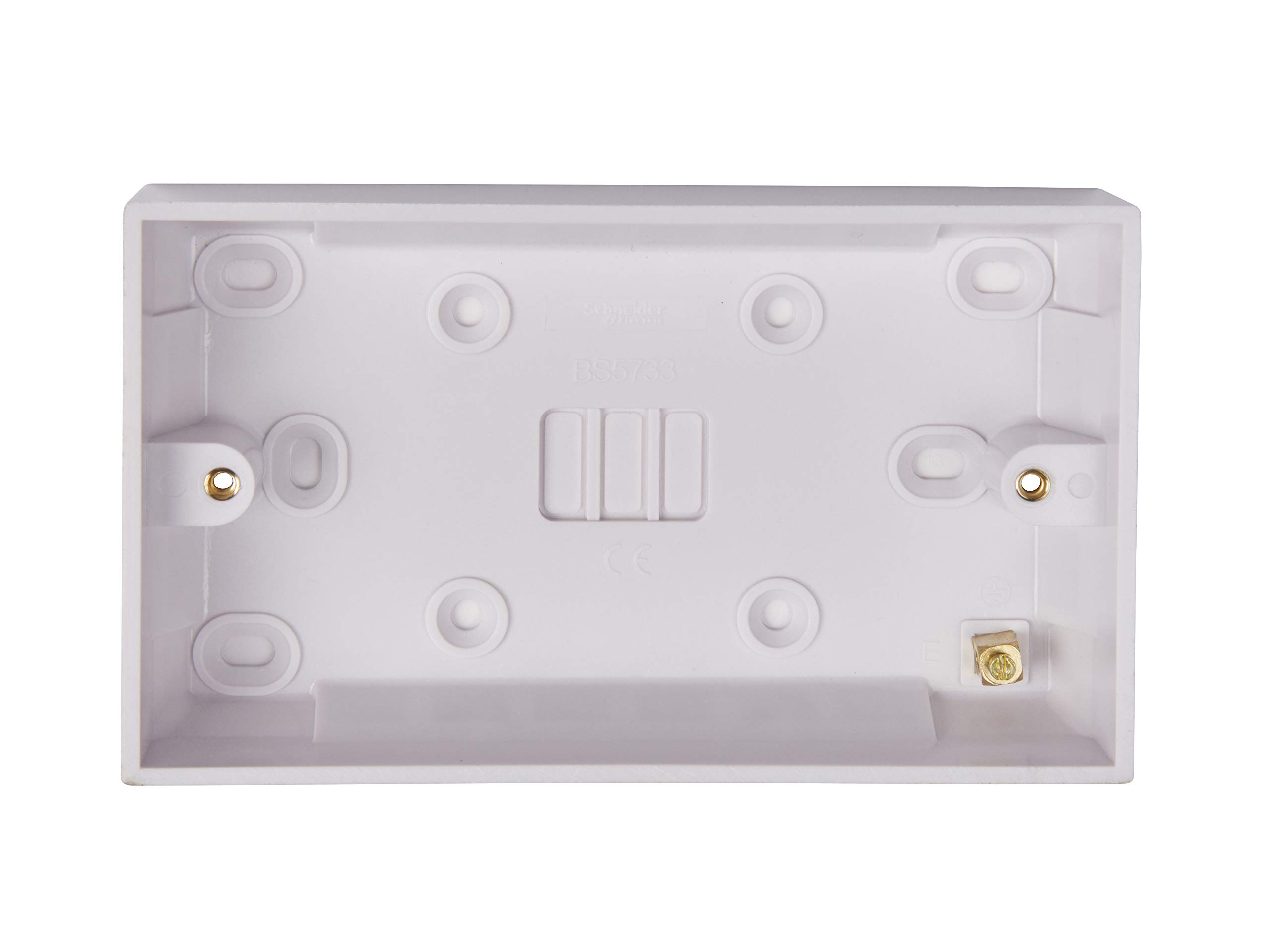 Schneider Electric Exclusive Square Edge White Moulded - Double Surface Pattress Box, 25mm Deep, GPAT2G25, White, Pack of 5