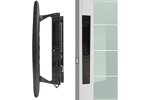 ACEPLANET Flush Mount Non-Keyed Sliding Glass Door Handleset, 6-5/8" H.C., Fits 1" to 1-1/8" Thick Doors, Features Night Lock & Hook Latch, Non-Handed, Florida Bronze