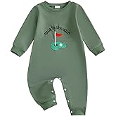 allshope Newborn Baby Boy Fall Outfit Romper Golf Court Embroidery Long Sleeve Jumpsuit Bodysuit Cute Infant Clothes