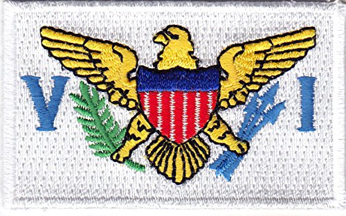 US VIRGIN ISLANDS FLAG w/GOLD BORDER-Iron On Embroidered Applique Patch, Symbol