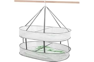 WEISGJA 2 Tier Clothes Drying Rack Foldable, 31.5" Mesh Clothes Hanging Dryer, Space Saving Sweater Drying Rack, Laundry Rack,with Internal Fixation, for Clothes, Towels, Underwear, Indoor, Outdoor