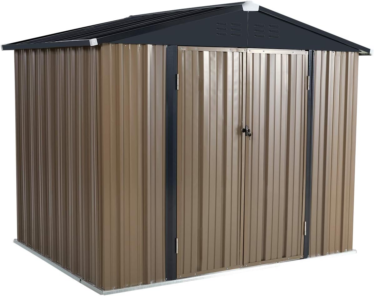 UMAX 8' x 6' Outdoor Metal Storage Shed, Steel Garden