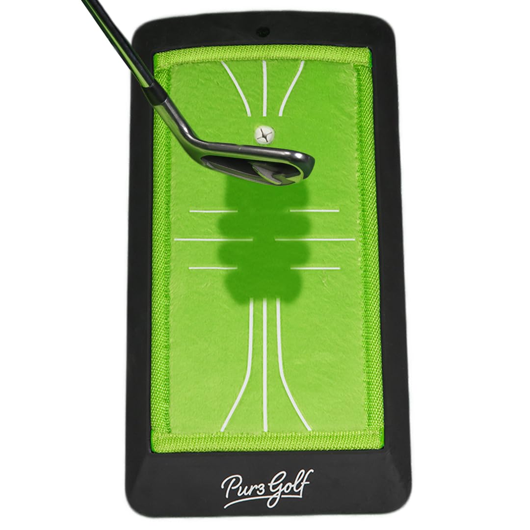 Photo 1 of PUR3 Golf Swing Path Analysis Training Mat | Accurate Feedback, Thick Durable Base, Gentle on Clubs, Comes with Rubber Tee, Portable for Indoor and Outdoor Use, Divot Feedback Board