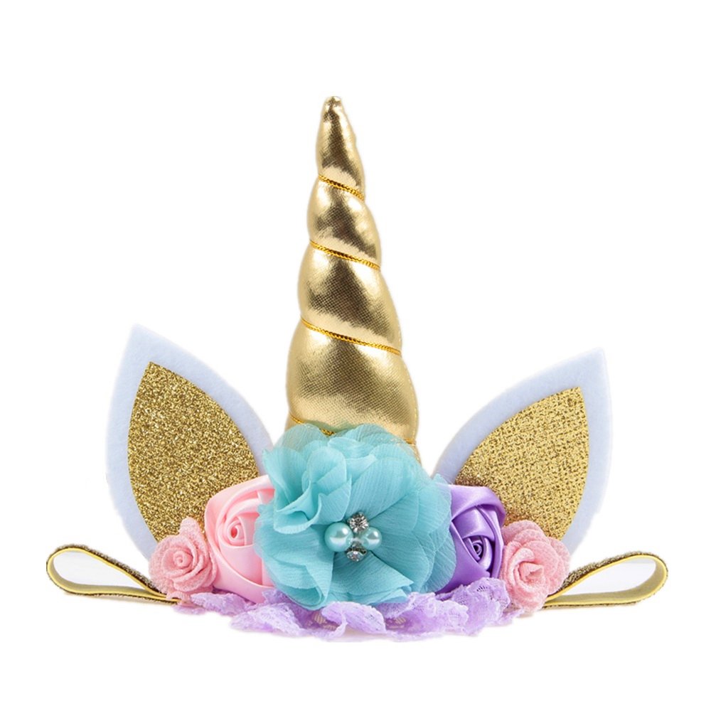 Nishine Baby Elastic Glitter Unicorn Horn Headband Children Unicorn Party Supplies Cosplay Gift