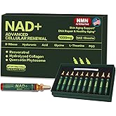 Lotnafee NAD+ Cellular Energy Supplement with Nicotinamide Riboside, Resveratrol, CoQ10, D-Ribose, Berry Flavor, 10 Vials