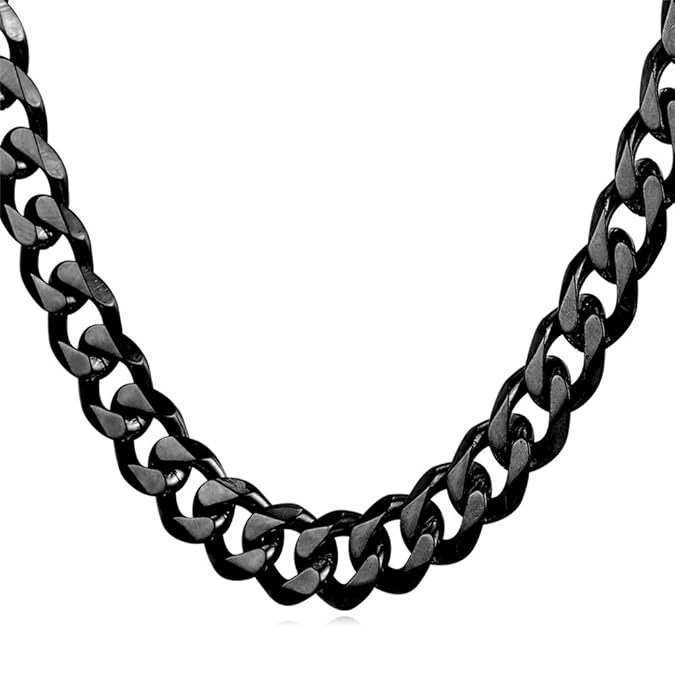 U7 Panzerkette für Männer Herren Edelstahl Halskette Gliederkette Hiphop Biker Rocker Kette 3/6/9/12 mm Breit (Länge 46-76cm)