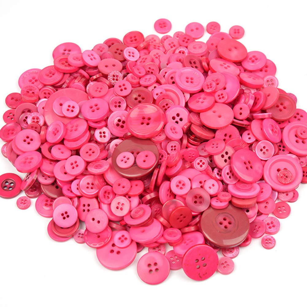 Around 600 Pieces Resin Buttons 2-Holes 4-Holes Sewing Decorative Buttons Flatback for Crafts Embellishments Scrapbooking Painting Christmas Ornaments (Rose)