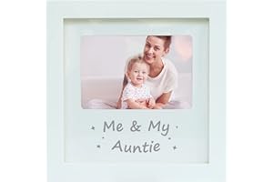 HAMUIERS Me and My Auntie Picture Frame, Aunt Picture Frame Baby Keepsake Photo Frame, New Aunt Gifts, Nursery Décor, White