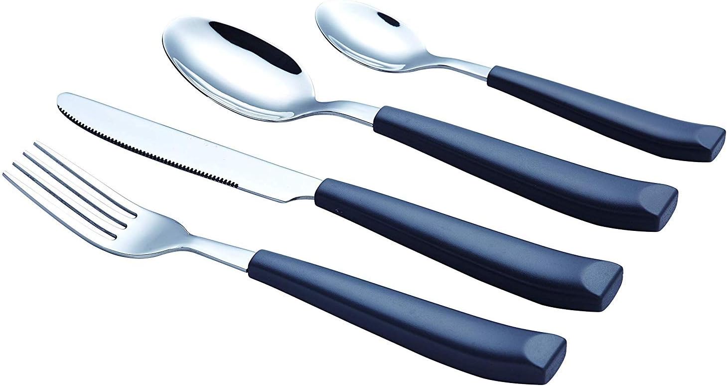 EXZACT Cutlery Set Coloured 16PCS, Stainless Steel with Plastic Wide Handles, Comfortable to Hold, 4 x Forks - Image 4