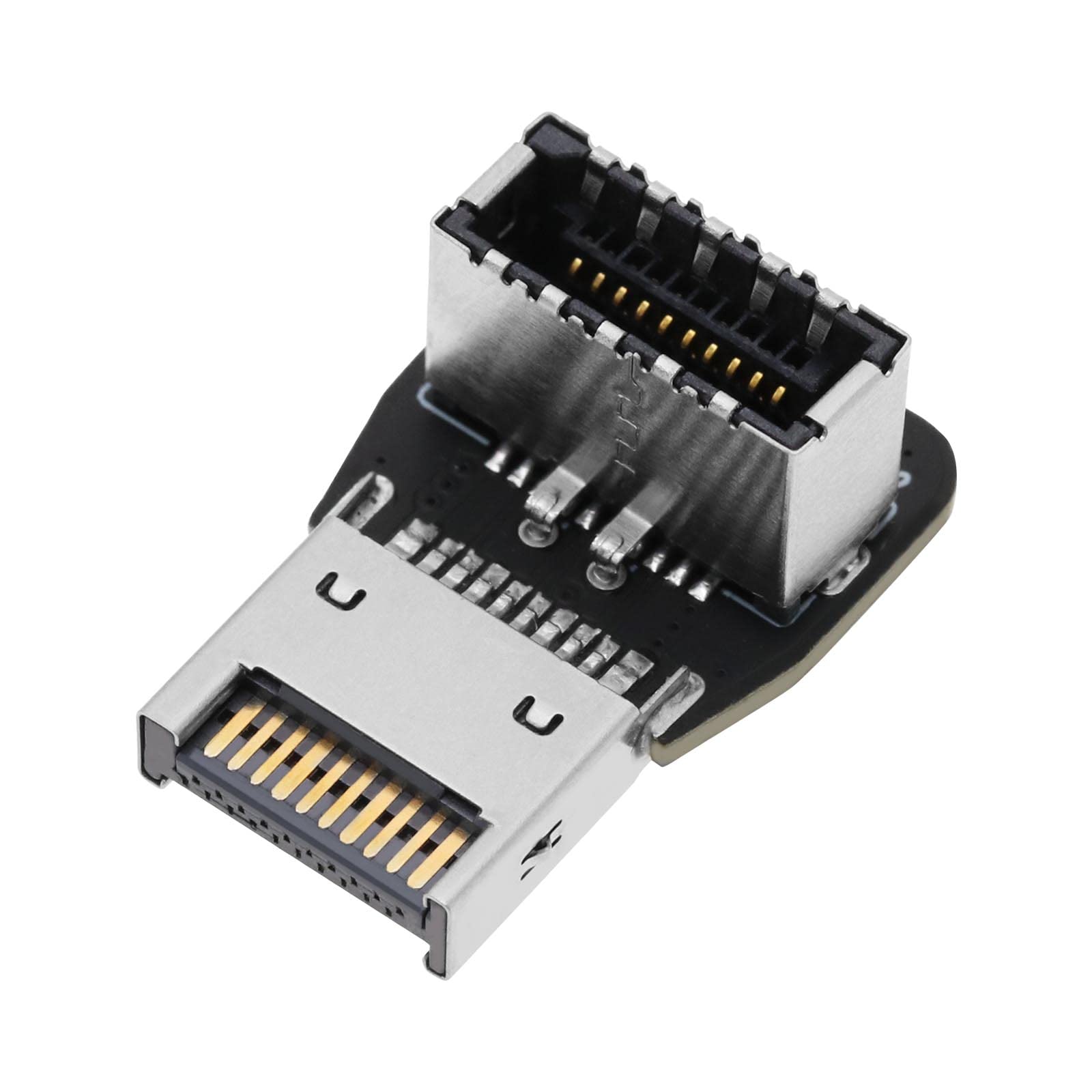 ECSiNG Front Type-E Adapter Header PC Motherboard Type E Male to Female 90 Degree Elbow Converter Adapter PH74A Supports USB3.1 10G / USB3.2 20G Full Speed