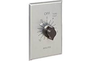 NSI TORK C515M Spring-Wound In-Wall Twist Timer with Commercial Style Metal Plate and 15-Minute Length for Automatic Shutoff of Motors or Lights, #12AWG, Metal-brushed Aluminum