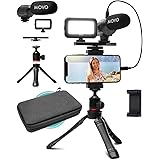 Movo iVlogger Vlogging Kit for iPhone - Lightning Compatible Video Vlog Kit - Accessories: Phone Tripod, Phone Mount, LED Lig