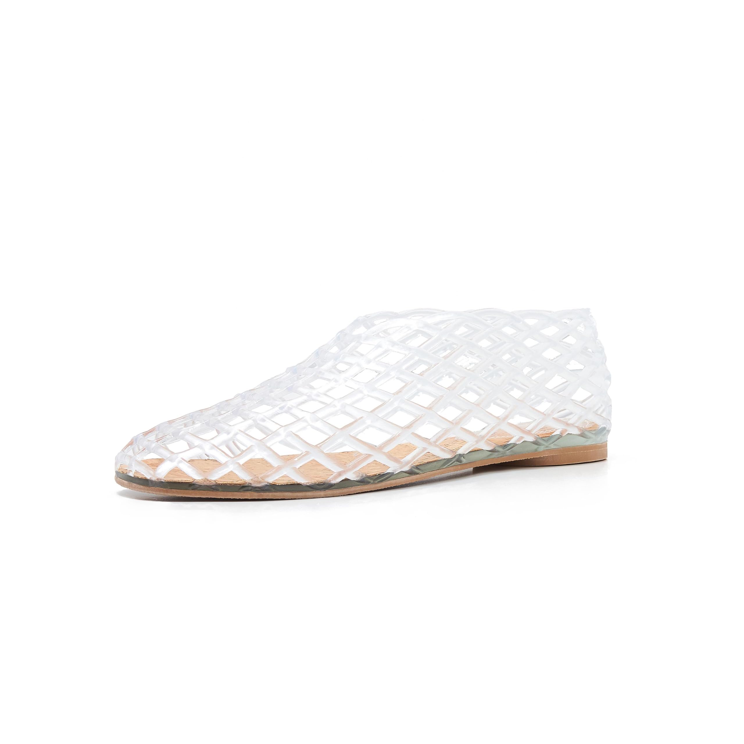 Photo 1 of ATBELL Clear Jelly Sandals for Women Woven Flats Beach Slip-on Ballerina Jellies Mesh Shoes in Size 9