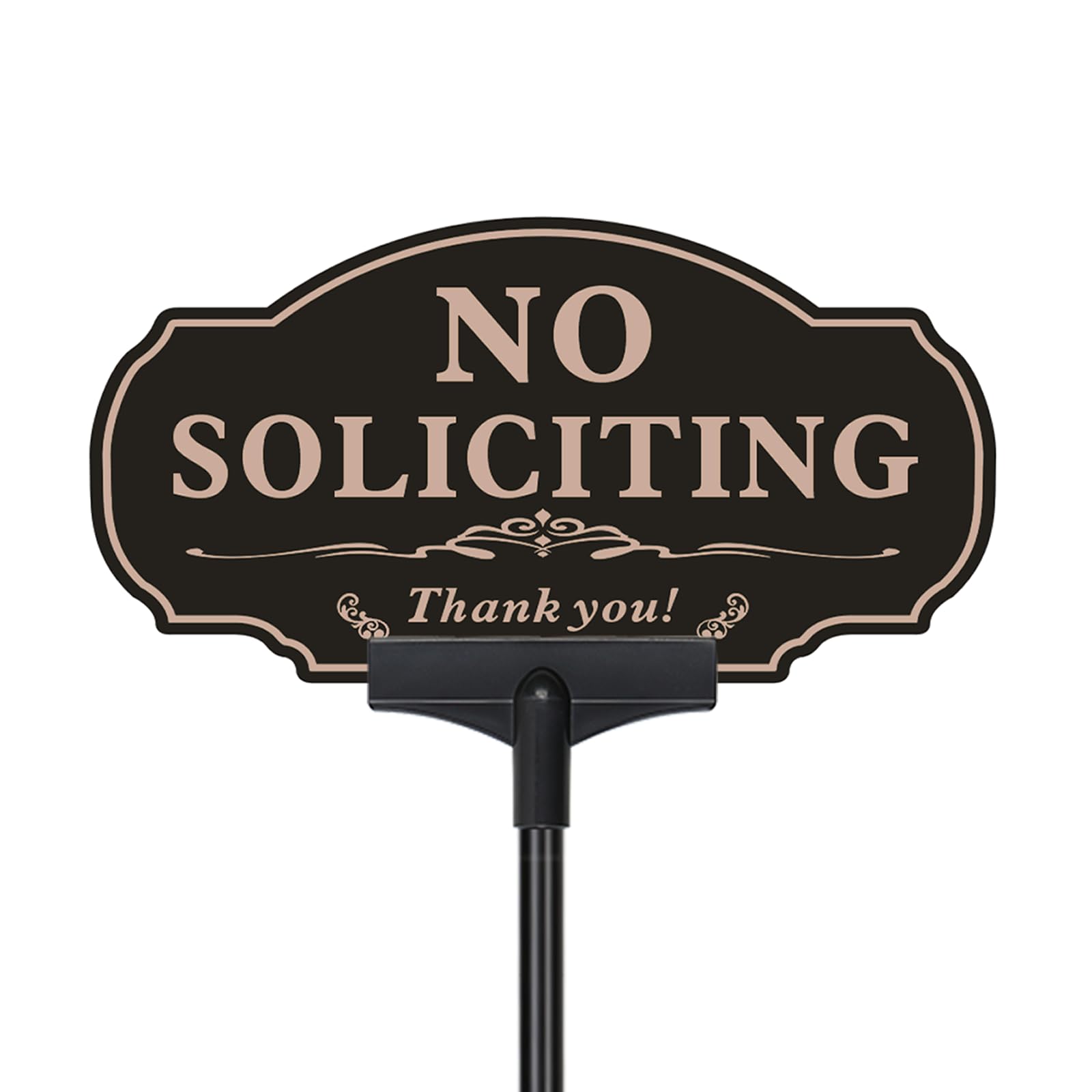 View 1 of **NO STAKE* No Soliciting Aluminum 13x8'' Yard Sign with Metal Stake, Adjustable Height(17-36'') No Solicitors Sign for House - 40mil Thick signs for Outdoor, weatherproof & Durable