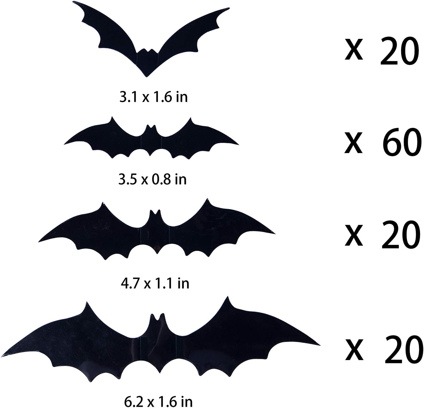Besteek 120 Pack Halloween Decorations Bat Decals Plastic 3D Wall Bats Stickers for Home Window Decor Party Supplies (Black) - - 