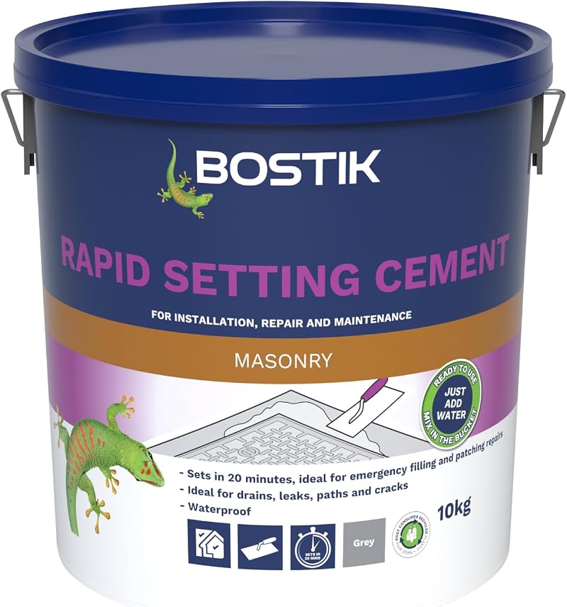 Bostik Rapid Setting Cement 10kg – Waterproof 20 Min Ready Mix Grey