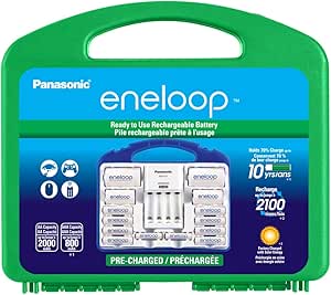 Panasonic KJ17MCC82A eneloop Power Pack, 8AA, 2AAA, 2 C Adapters, 2 D Adapters, Advanced Individual Battery Charger and Plastic Storage Case (case color may vary)