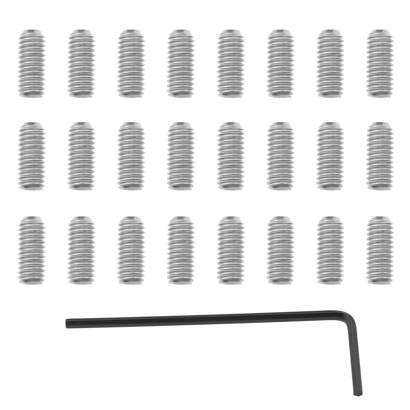 VGOL 50pcs Metric Metal Guitar Bridge Saddle Height Adjustment Screws Compatible with Stratocaster/Telecaster with 1x Allen Wrench Silver, M3x8mm
