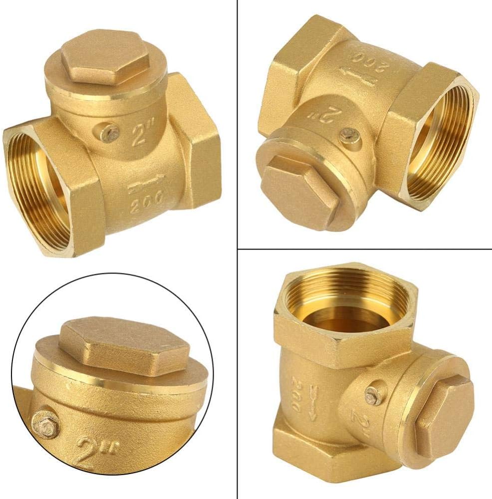 Check Valve, DN50 Female Thread Brass Non-Return Swing Check Valve 232PSI Prevent Water Backflow, Pressure 232PSI - Image 4