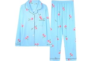 Cbcbtwo Womens Y2K 2 Piece Pajamas Set Cute Graphic Loungewear Button Down Pajama Sets Long Sleeve Pj Pants Set Sleepwear