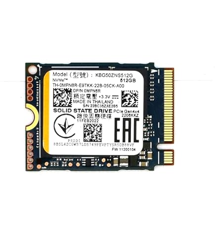 Kioxia SSD 512GB M.2 2230 30mm NVMe PCIe Gen3 x4 KBG40ZNS512G BG4