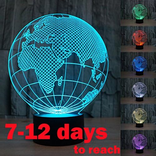 XJCGS Earth America Globe 3D Illusion LED Night Light 7 colour Desk Table lamp Gifts Children Room Decorative