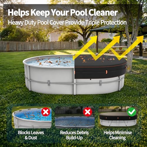 Neuradical 500D Oval Cover for Above Ground Pools, UV and Tear Resistant, 305 x 610 cm, Windproof Protection with Reflective Strips, Waterproof and Weatherproof.