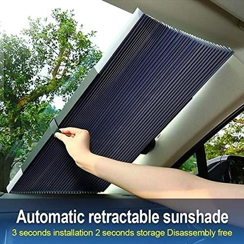 GreceYou Car Retractable Windshield Visor - 70CM Front Windshield Sun Visor Sunscreen Insulation Sun Shield SUV Car Trucks Sunshade Cover Window Film
