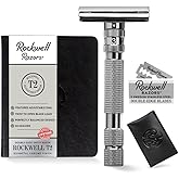 Rockwell Razors T2 Adjustable Double-Edge Safety Razor in Gunmetal Chrome. Twist To Open with a Dial Adjust that offers Infin