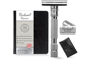 ROCKWELL RAZORS Rockwell T2 | Twist-To-Open (TTO) Double-Edge Safety Razor | Full Metal | Includes 5 Fully Recyclable Stainless Steel Blades (Gunmetal Chrome)