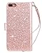 iPhone 8 Plus Case,iPhone 7 Plus Case,Dailylux iPhone 8 Plus Wallet Case PU Leather+TPU inner shell Flip Case With 9 Card Slot Luxury Bling Cover for iPhone 8 Plus/7 Plus 5.5inch-Glitter Rose Gold