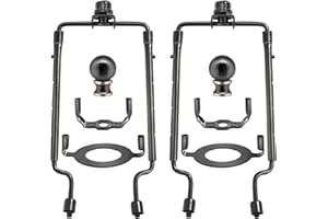 EMNOOTI 7 8 9 10 inch Lamp Shade Harp Holder,Adjustable Lamp Harp Kit,Fit both Standard Lamp Rod and E26 Light Base UNO Fitter Adapter,with 2 Shade Attaching Finial Top (Black Color - 2 Set)