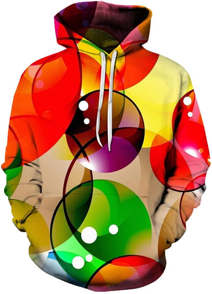 Hoodies,Colorful Bubbles Long Sleeves Hoodies Men Unisex Casual Tops